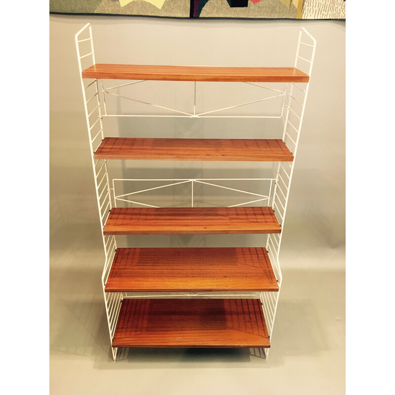 Vintage adjustable shelf in teak Scandinavian design 1950