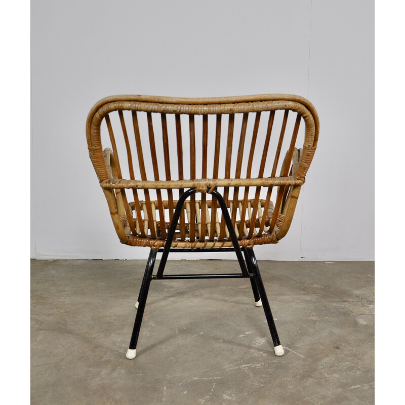 Vintage Armchair in rattan by Rohe Noordwolde 1960 s