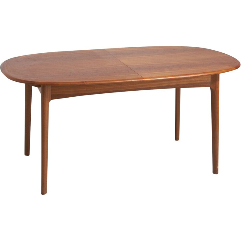 Vintage oval dining table with extension in teak 1960S