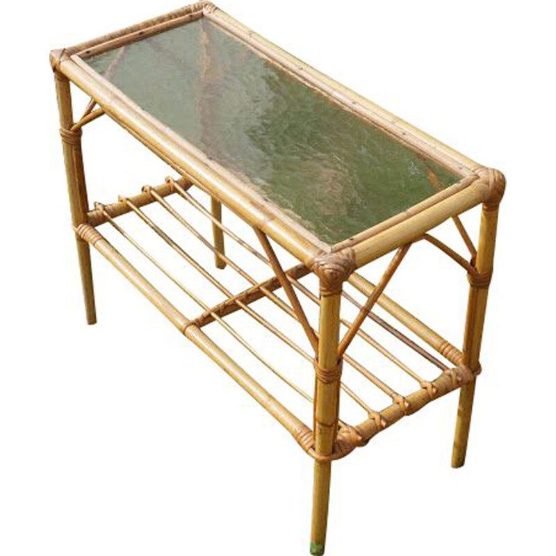 Table d'appoint vintage en bambou 1950 