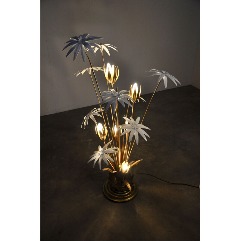 Lampadaire vintage florale par Hans Kögl en métal 1970