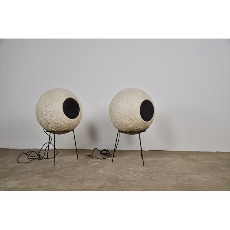 Pair of vintage 402 speaker for Ellipson in metal 1970