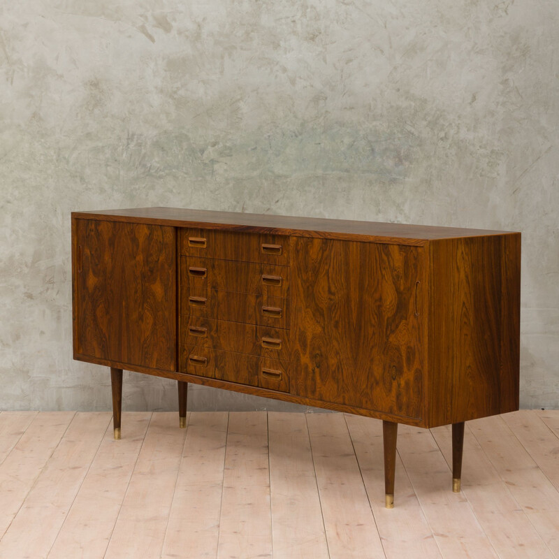 Vintage danish sideboard in rosewood and brass 1950