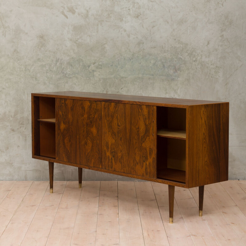 Vintage danish sideboard in rosewood and brass 1950