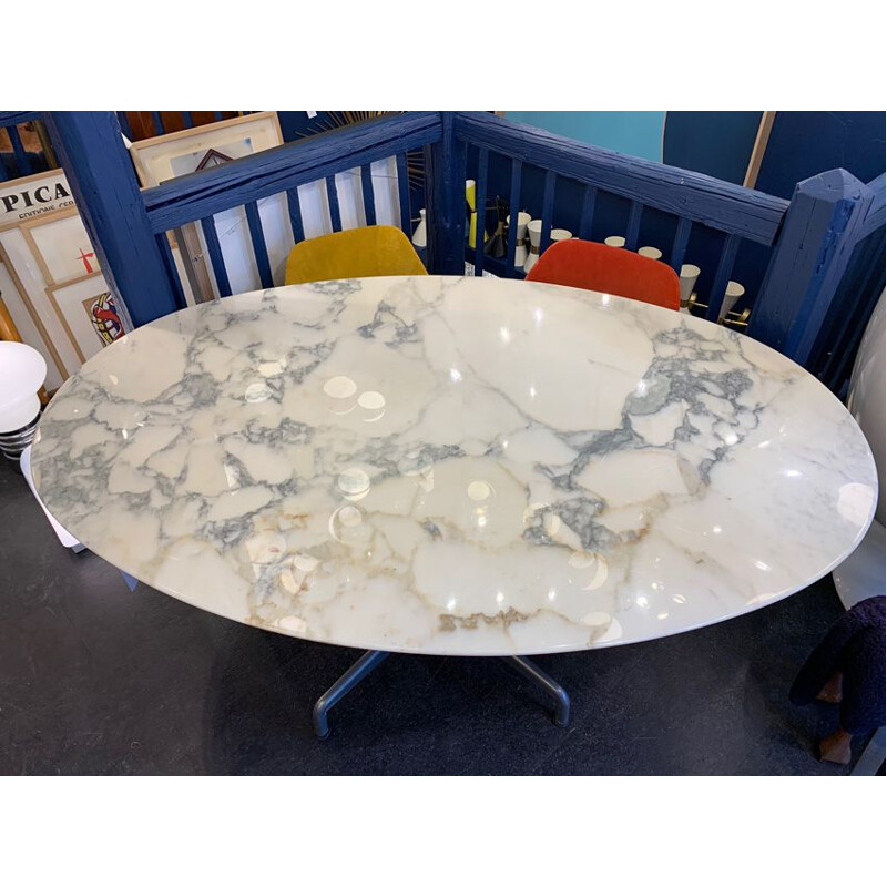Vintage table for Charles Eames in white marble 1970