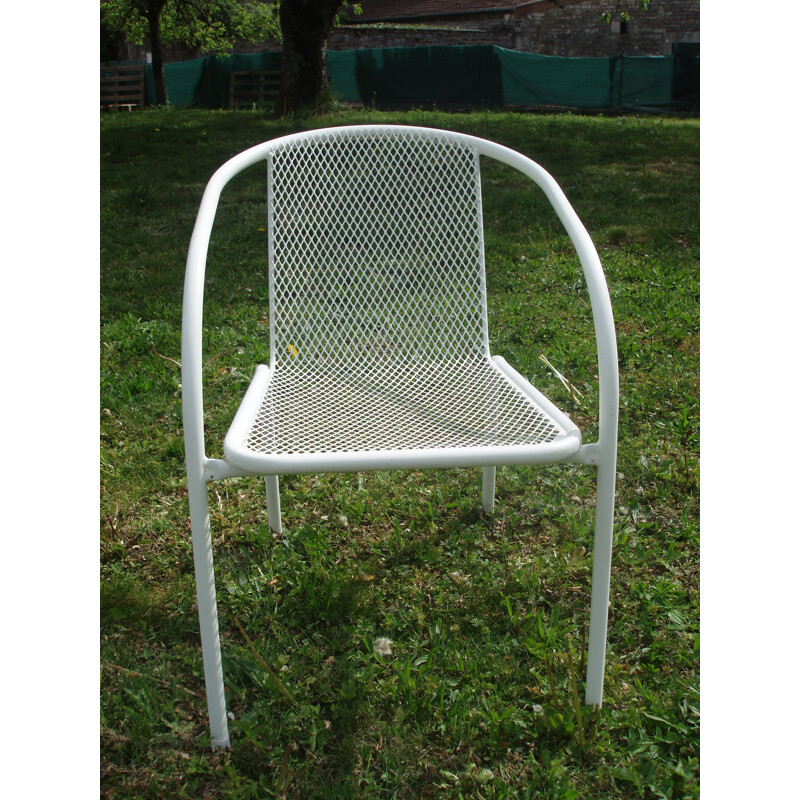 Set of 6 vintage chairs in white metal and rilsan 1960