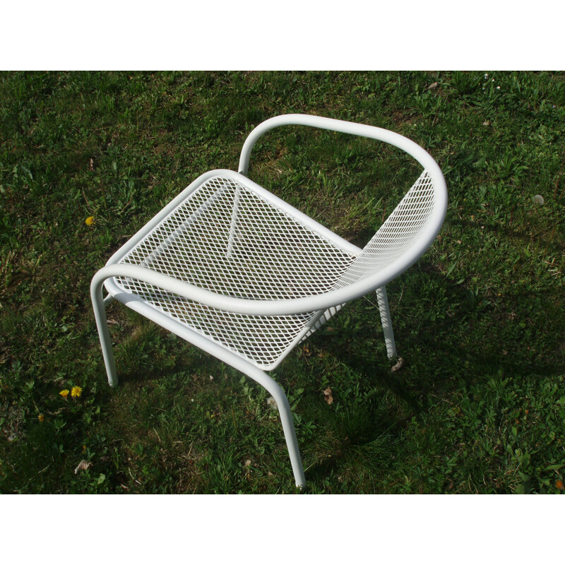 Set of 6 vintage chairs in white metal and rilsan 1960