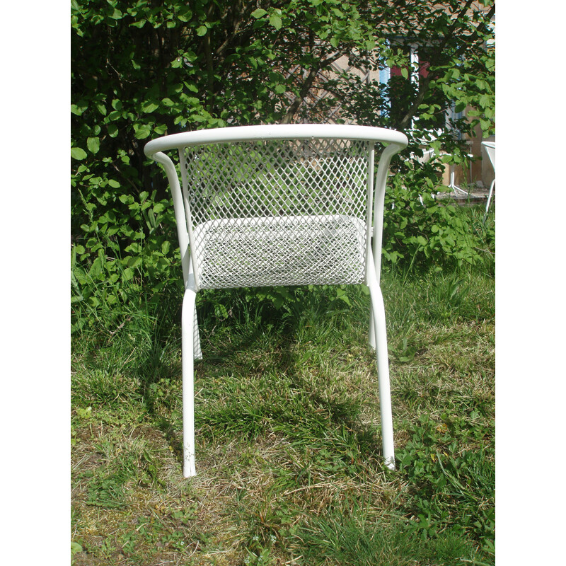 Ensemble de 6 chaises vintage en métal blanc et rilsan 1960