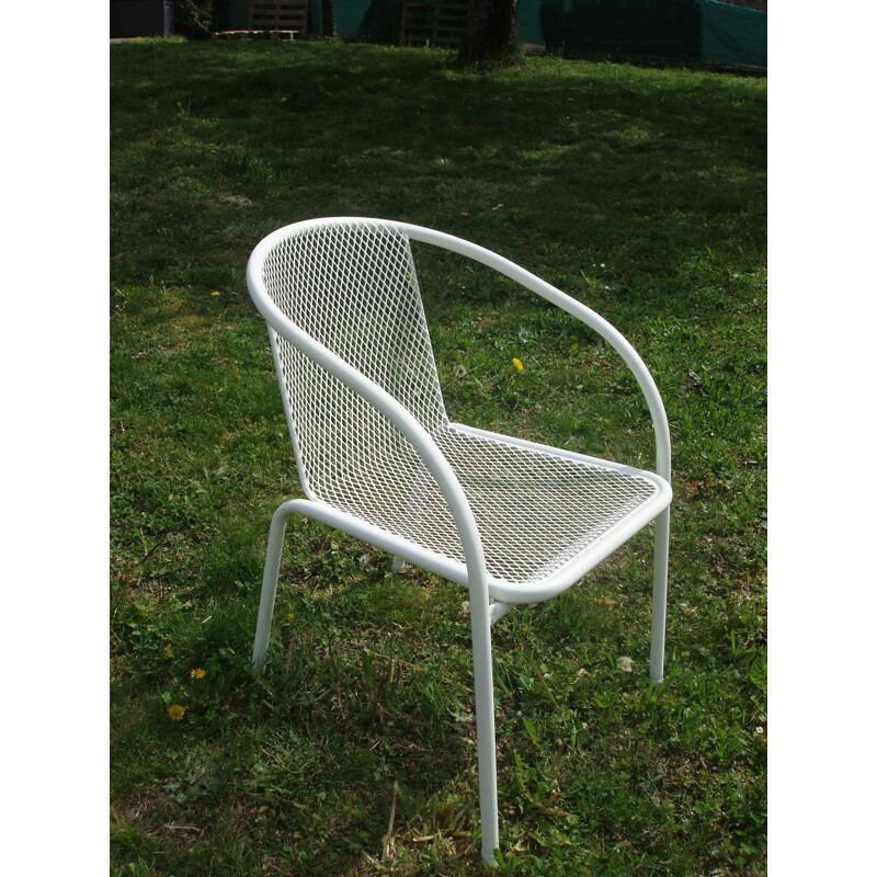 Ensemble de 6 chaises vintage en métal blanc et rilsan 1960