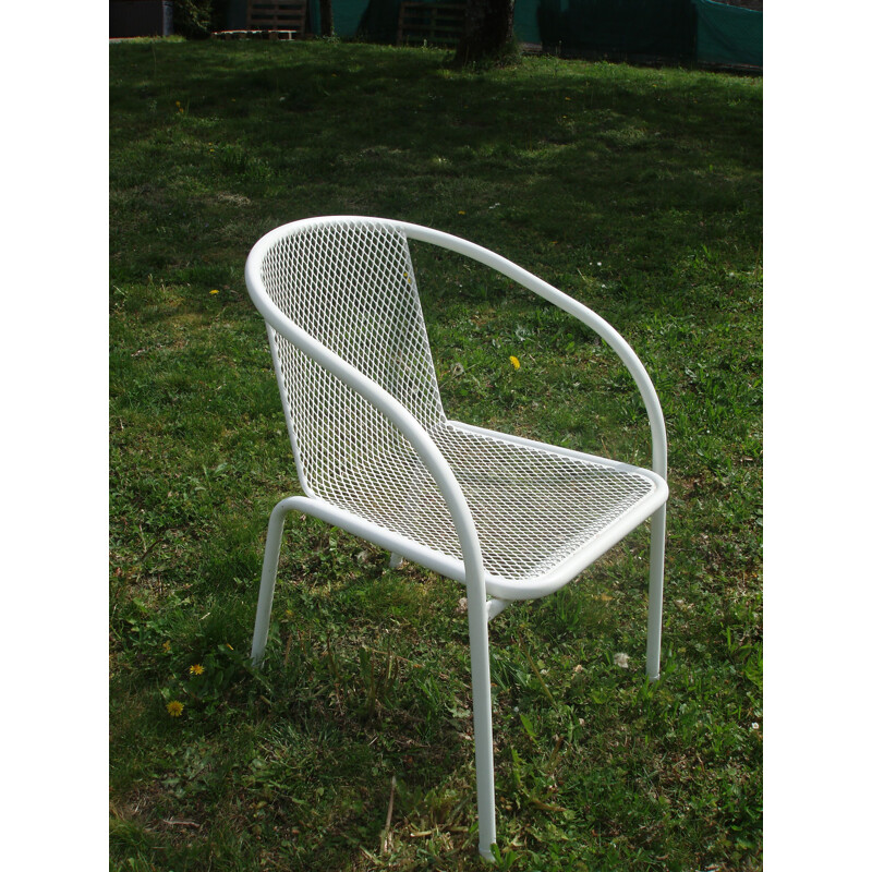 Set of 6 vintage chairs in white metal and rilsan 1960