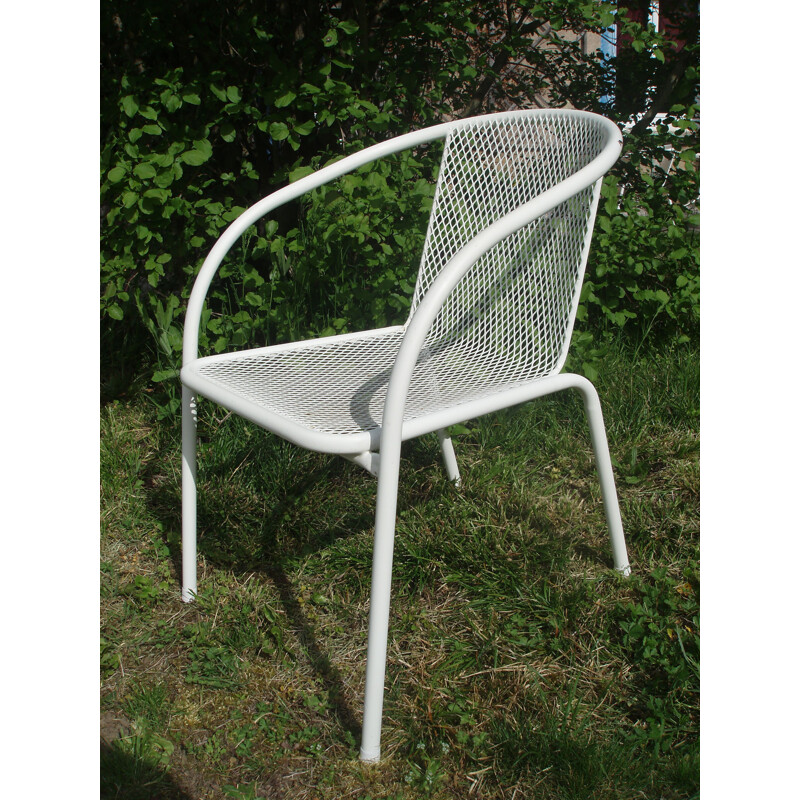 Ensemble de 6 chaises vintage en métal blanc et rilsan 1960