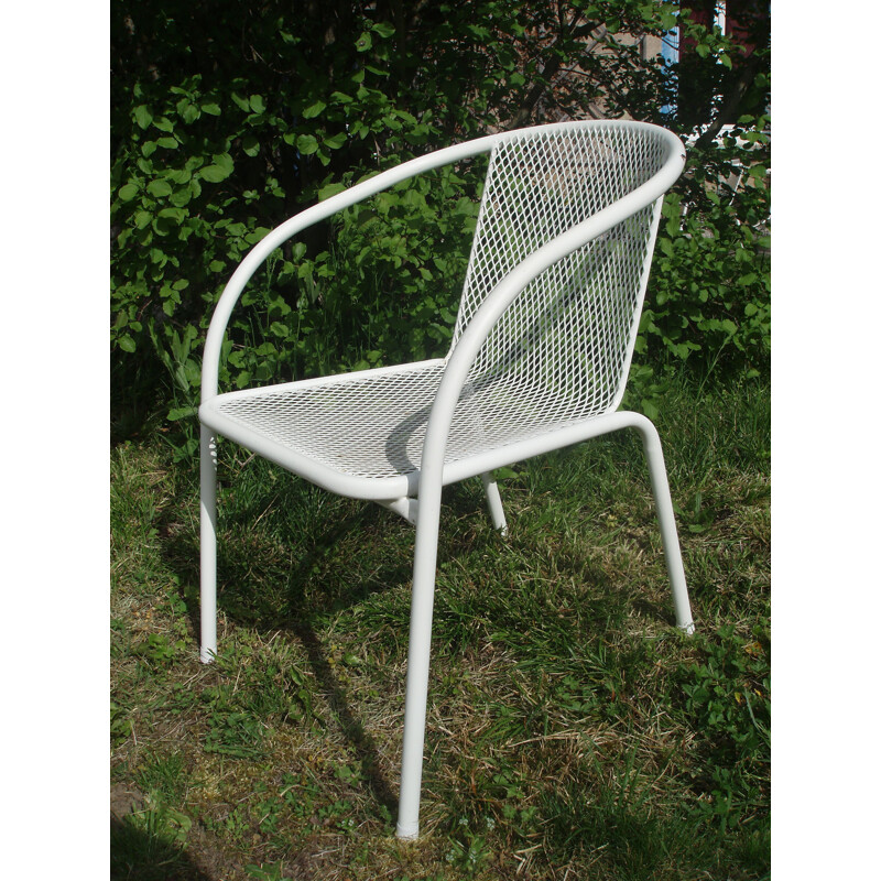 Set of 6 vintage chairs in white metal and rilsan 1960