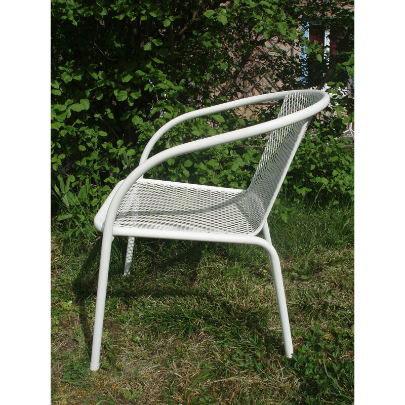 Ensemble de 6 chaises vintage en métal blanc et rilsan 1960