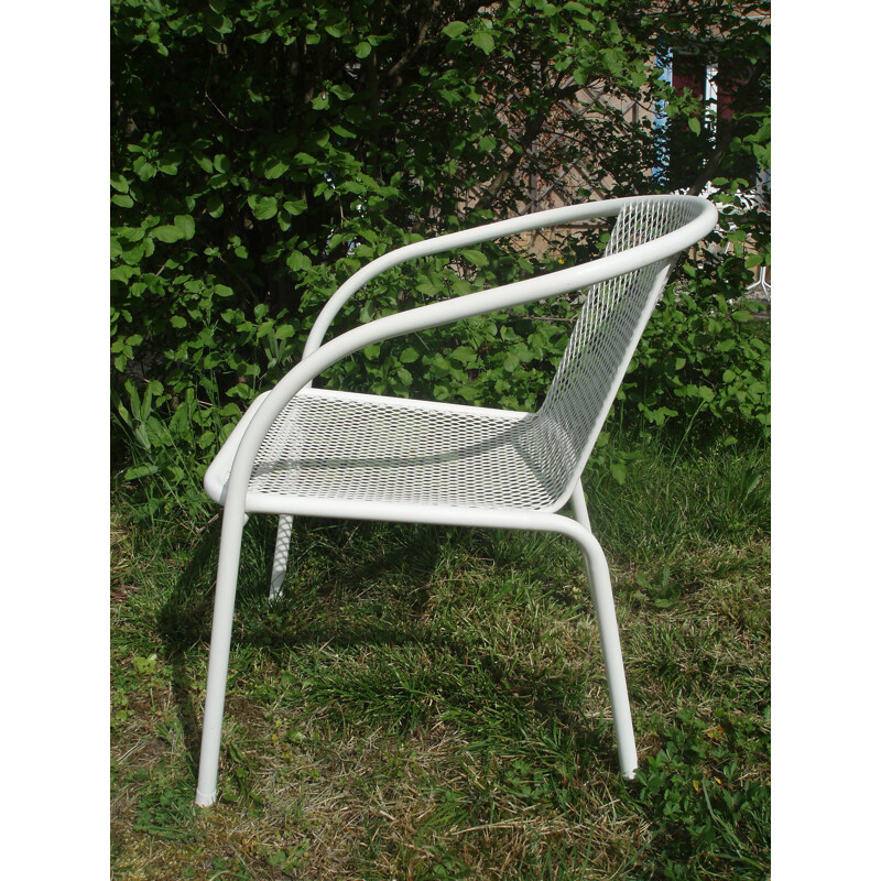 Set of 6 vintage chairs in white metal and rilsan 1960