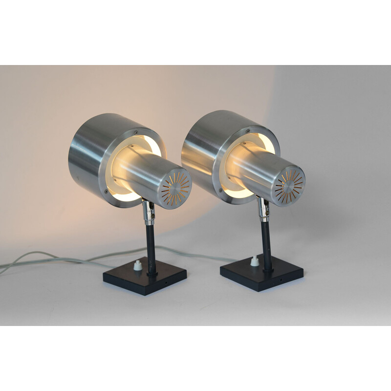 Pair of vintage Alfa wall lamps for Fog & Mørup in metal and aluminium 1960