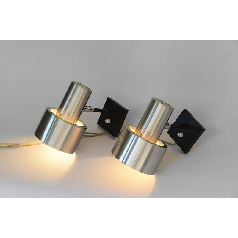 Pair of vintage Alfa wall lamps for Fog & Mørup in metal and aluminium 1960