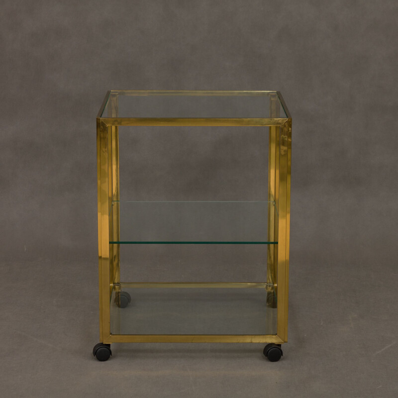 Polished brass and glass vintage sideboard, Italy 1970