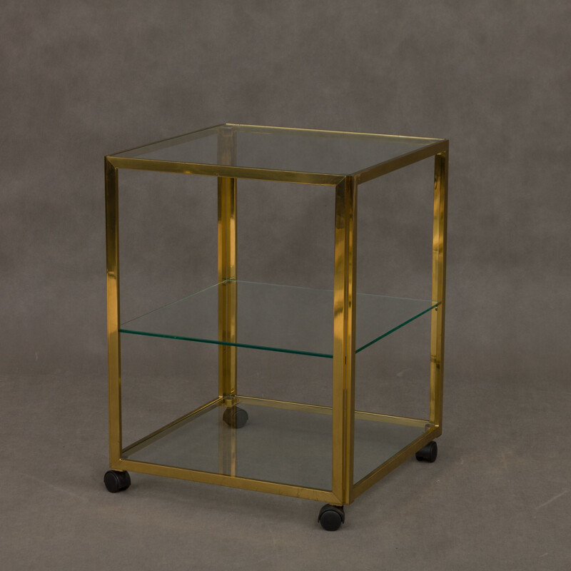 Polished brass and glass vintage sideboard, Italy 1970