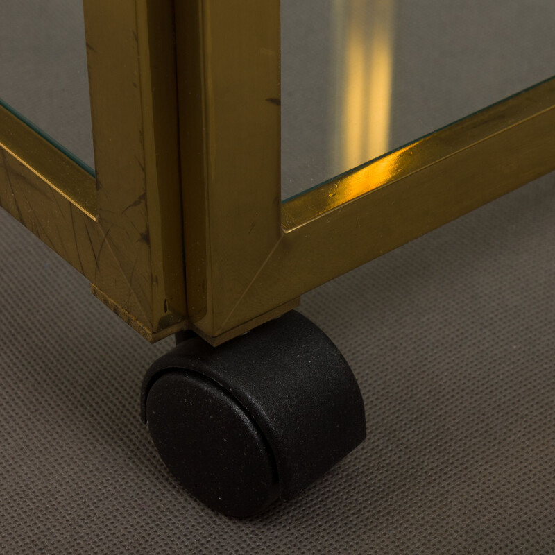 Polished brass and glass vintage sideboard, Italy 1970