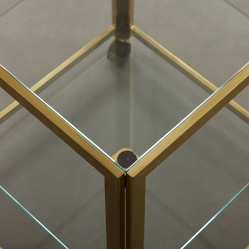 Polished brass and glass vintage sideboard, Italy 1970