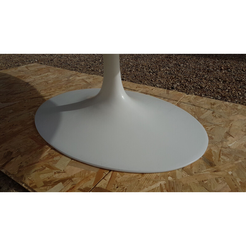 Vintage Tulip table for Knoll in white marble and aluminium 1980