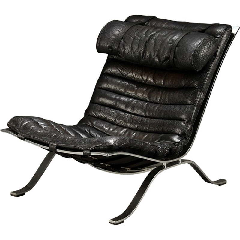 Norell Møbel AB Ari black low chair, Arne NORELL - 1960s