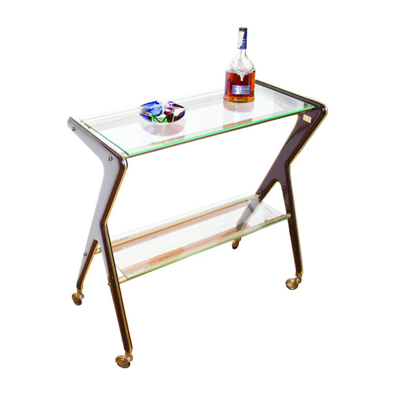 Exquisite vintage rolling bar and reminiscent of suave shapes by RAMA Torino, Italy 1950