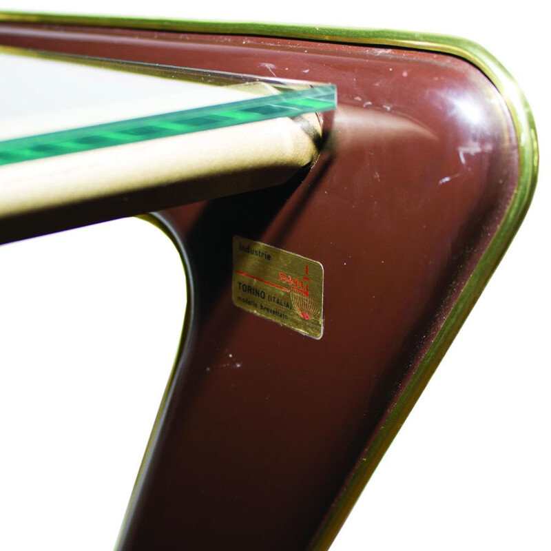 Bar roulant vintage exquis et rappelle les formes suaves par RAMA Torino, Italie 1950