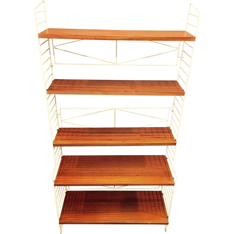 Vintage adjustable shelf in teak Scandinavian design 1950