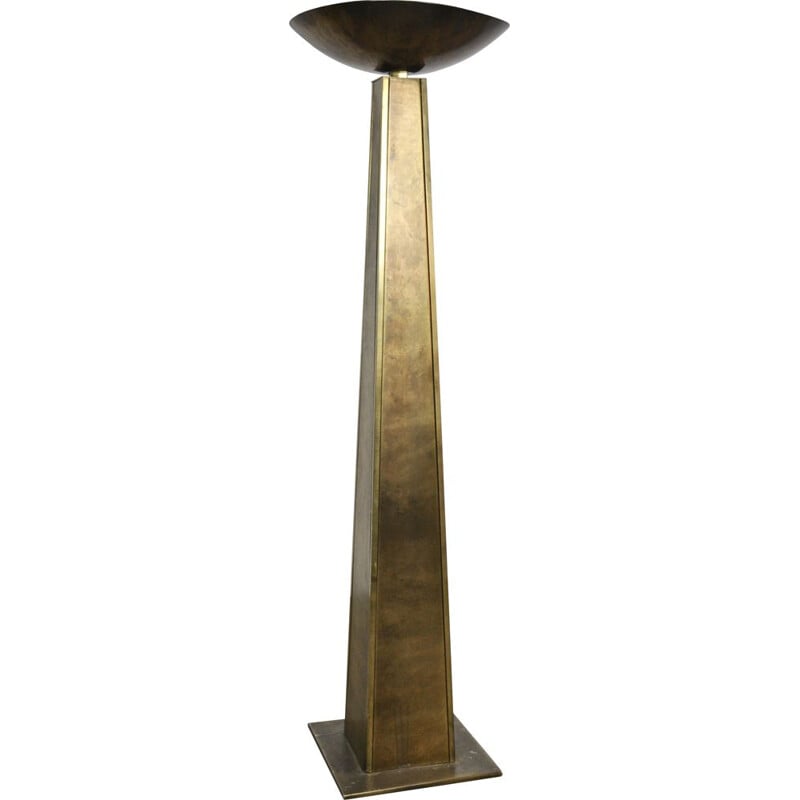 Vintage golden halogen floor lamp 1970s