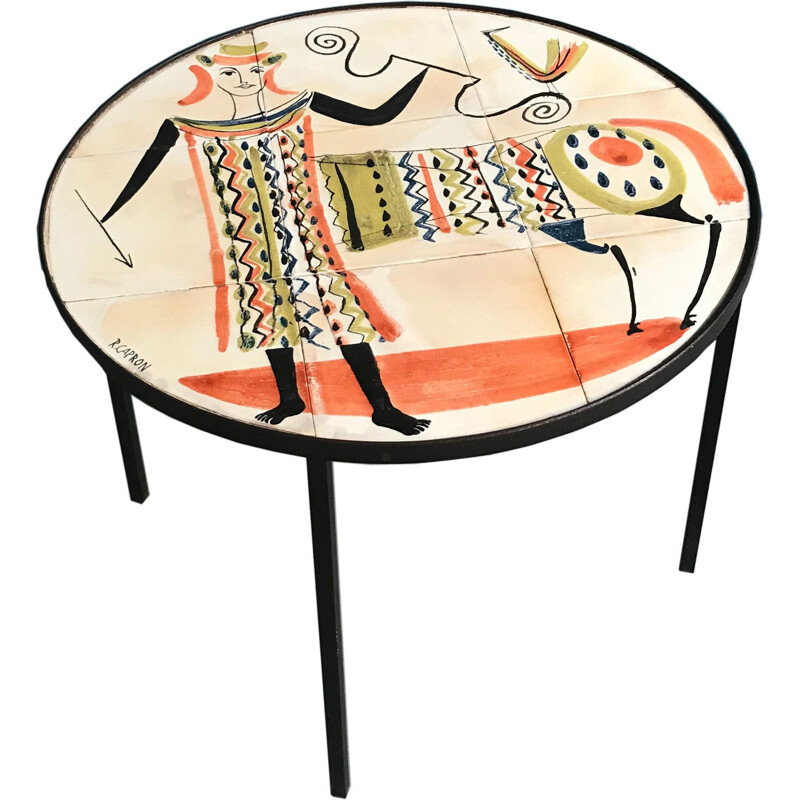French vintage table by Capron in ceramics 1950