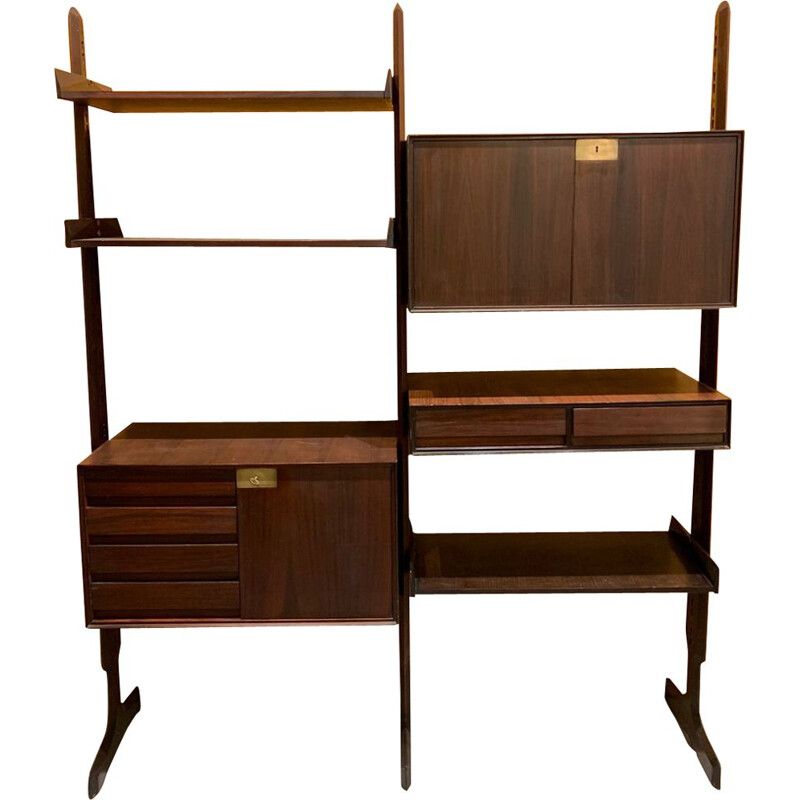 Vintage italian bookcase in wood 1960