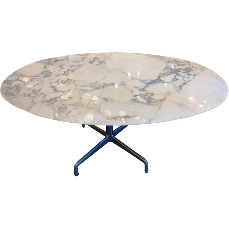 Vintage table for Charles Eames in white marble 1970