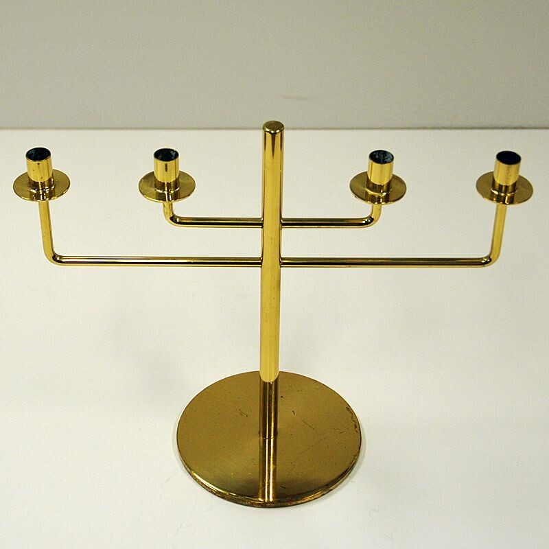 Vintage 4 armed candelabrum by Hans Agne Jakobsson in brass 1960