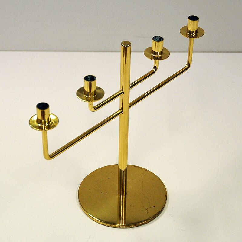 Vintage 4 armed candelabrum by Hans Agne Jakobsson in brass 1960