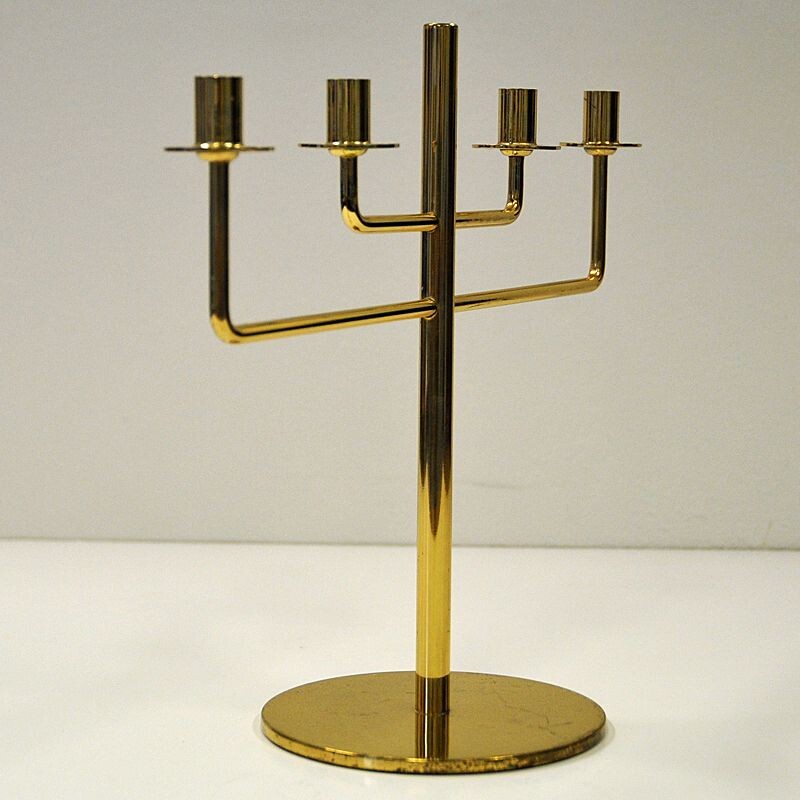 Vintage 4 armed candelabrum by Hans Agne Jakobsson in brass 1960