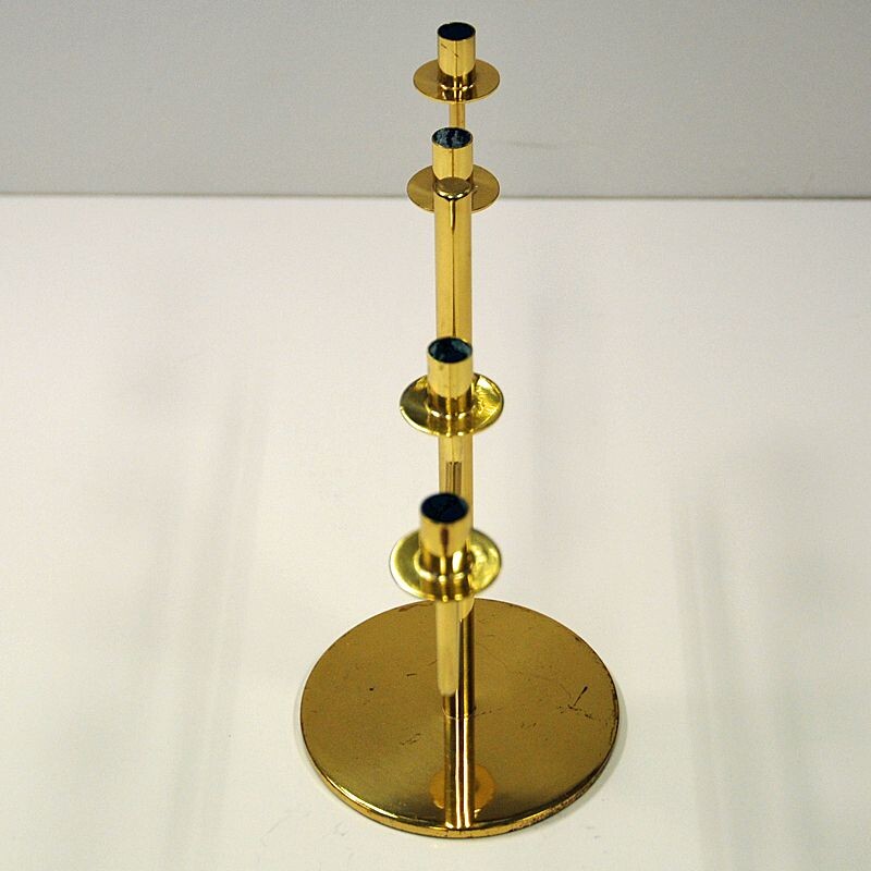 Vintage 4 armed candelabrum by Hans Agne Jakobsson in brass 1960