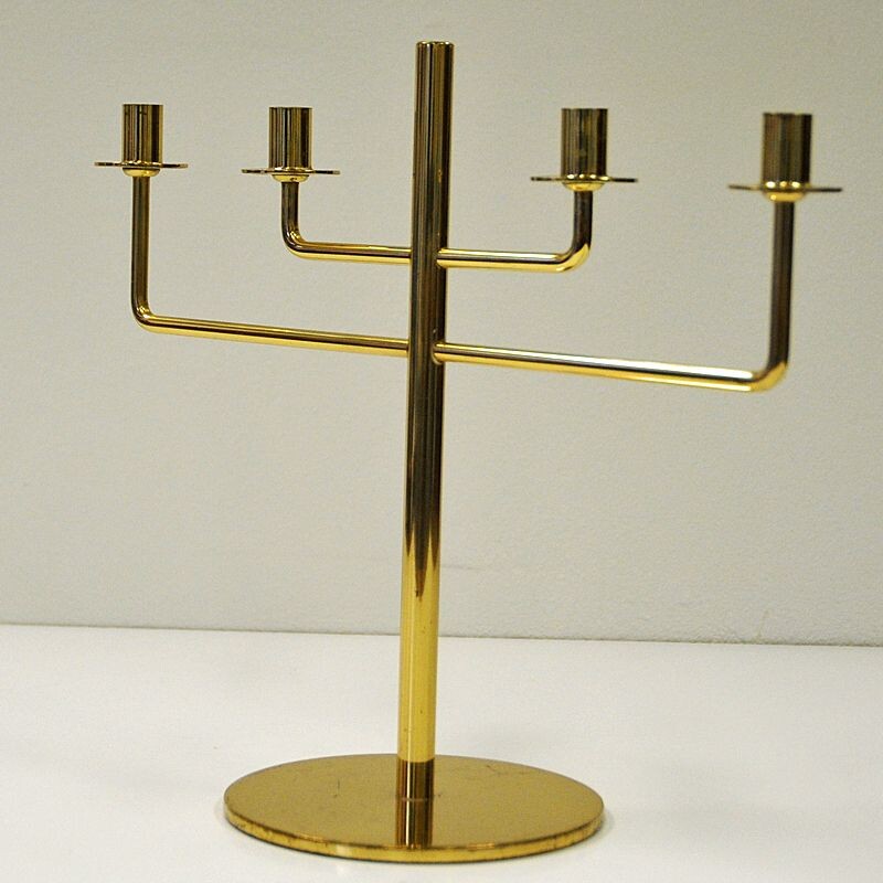 Vintage 4 armed candelabrum by Hans Agne Jakobsson in brass 1960