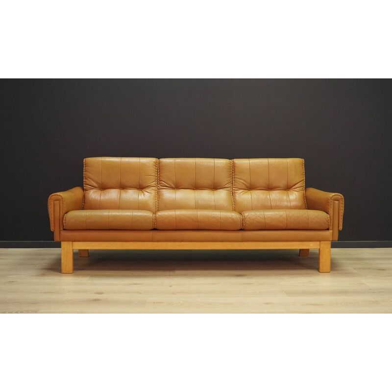 Vintage Danish 2-seater sofa in leather,1970