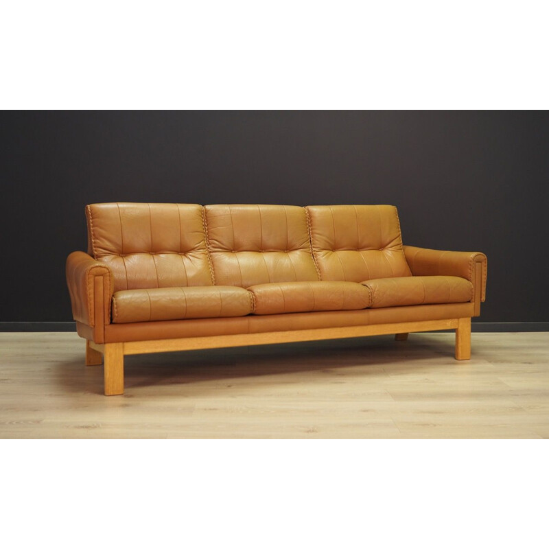 Vintage Danish 2-seater sofa in leather,1970