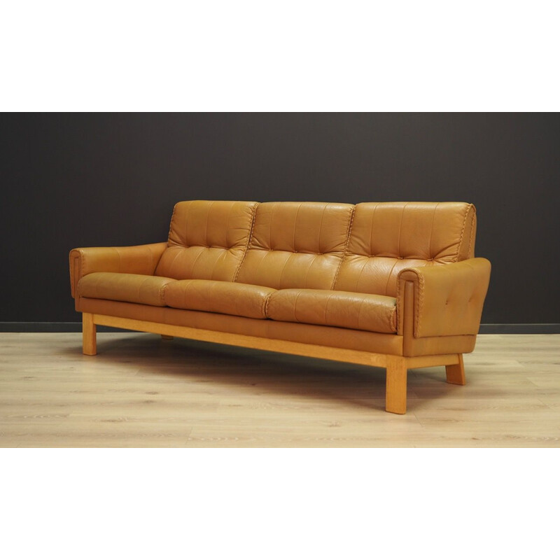 Vintage Danish 2-seater sofa in leather,1970