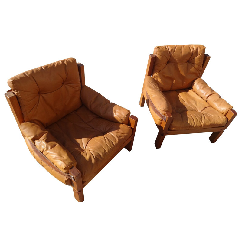 Pair of armchairs, Pierre CHAPO - 1970s