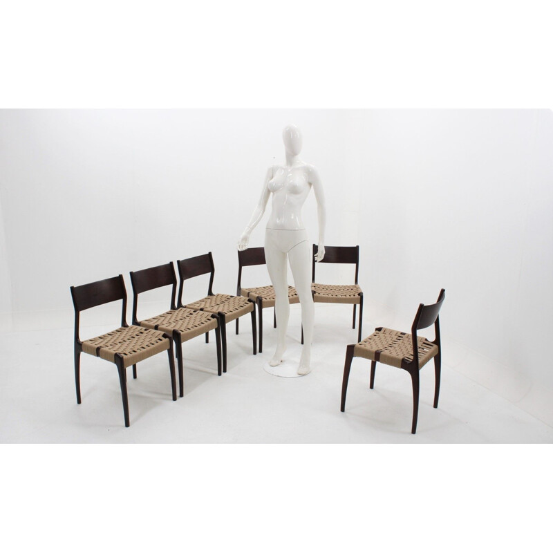Set of 6 vintage Italian Model 993 dining chairs by Studio Tipi for F.lli Montina 1960s