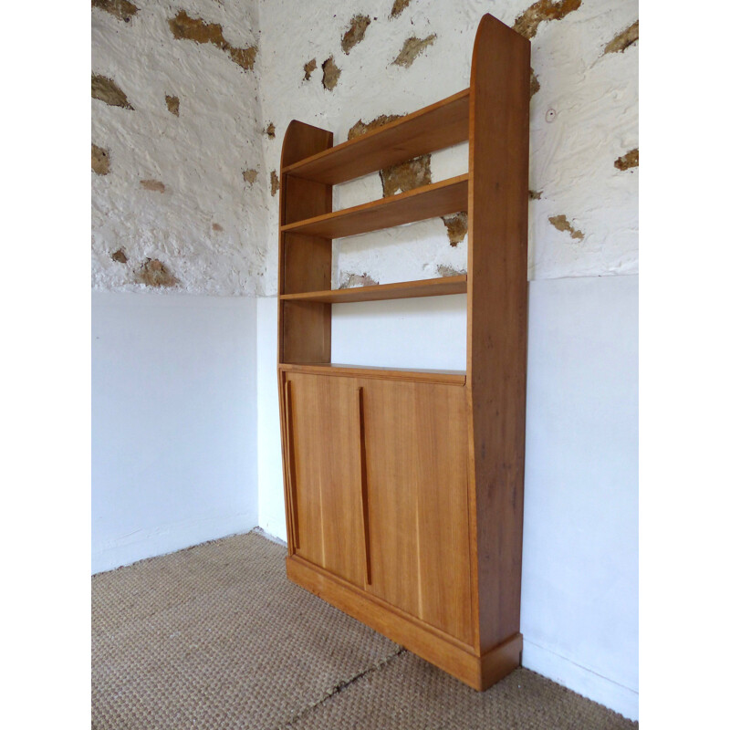 Vintage oak bookcase pyramidal form 1960