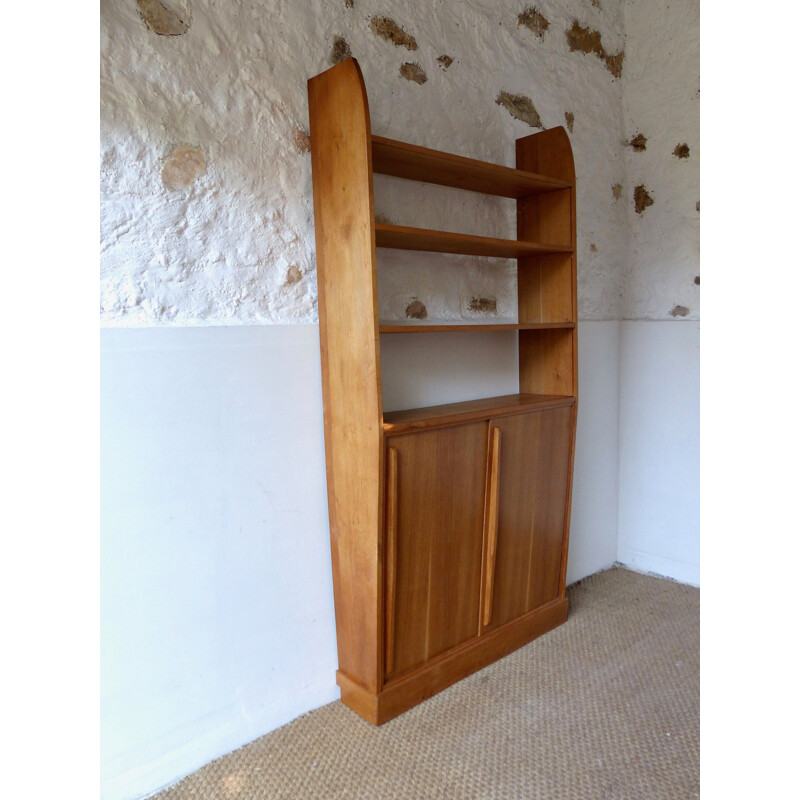 Vintage oak bookcase pyramidal form 1960