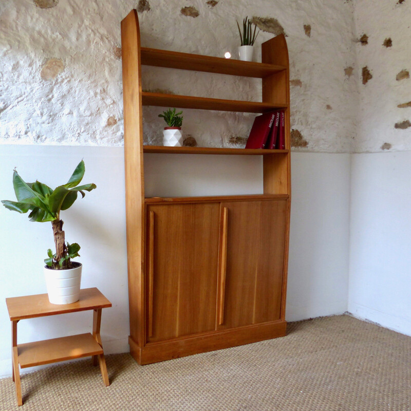 Vintage oak bookcase pyramidal form 1960