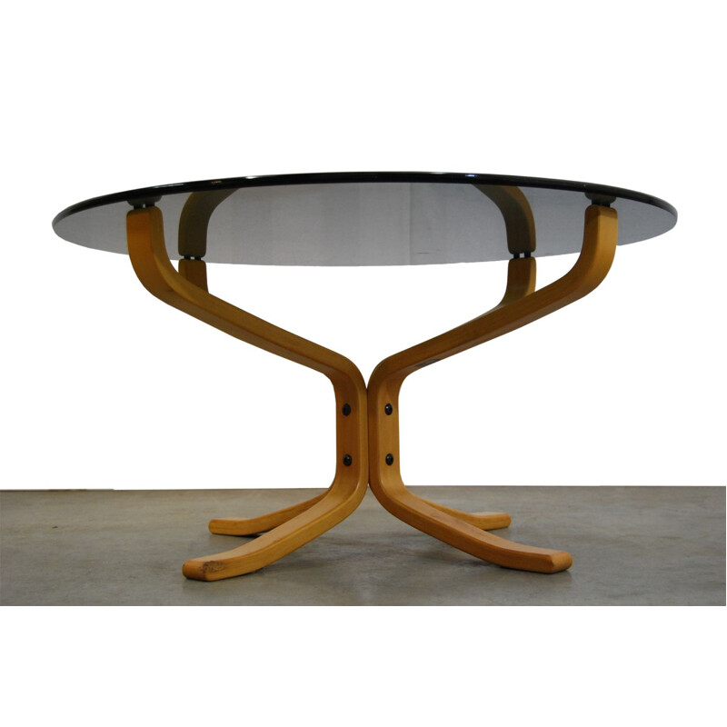 Vintage Hard Glass Falcon Coffee Table by Sigurd Ressell for Vatne Mobler 1990s