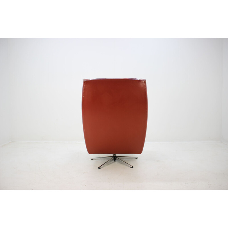 Vintage armchair in red leather Danish 1970s 