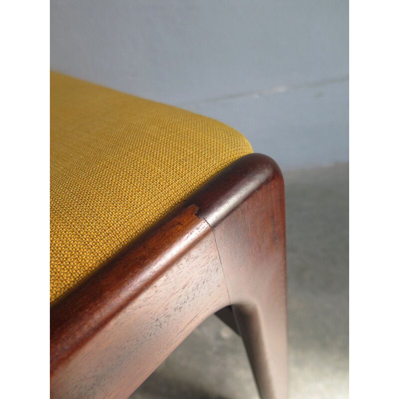 Vintage Danish dinning chair in yellow/green fabric 1960