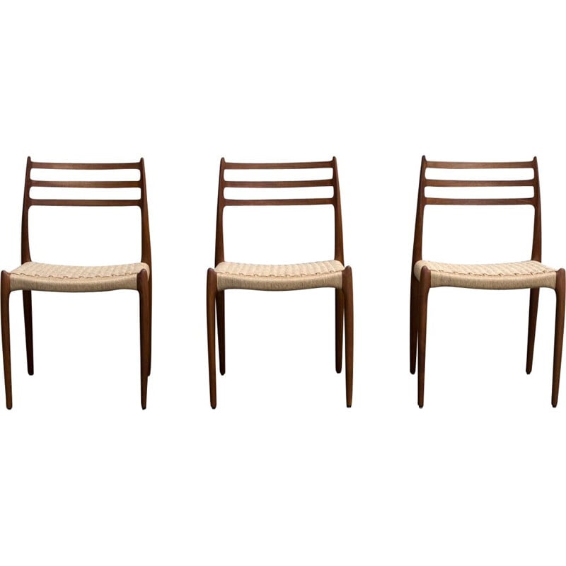Set de 3 chaises vintage en teck Moller 78
